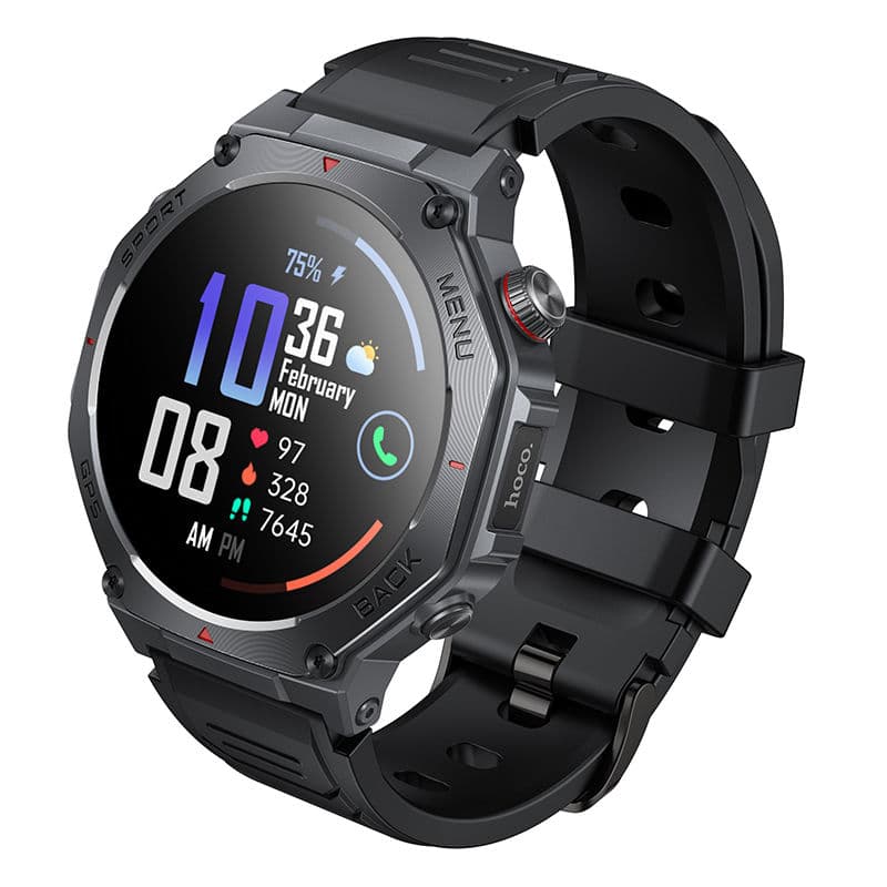 Hoco Y37 AMOLED GPS Smartwatch Sports Watch (Call Version) Black