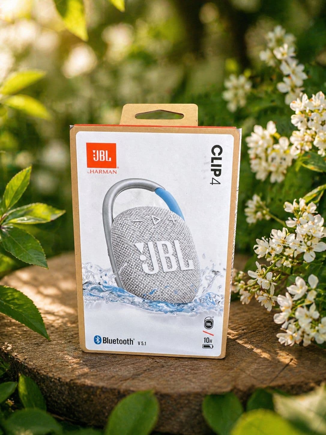 JBL Clip 4 ECO Waterproof Wireless Bluetooth Speaker with 10 Hours of Battery Life, White