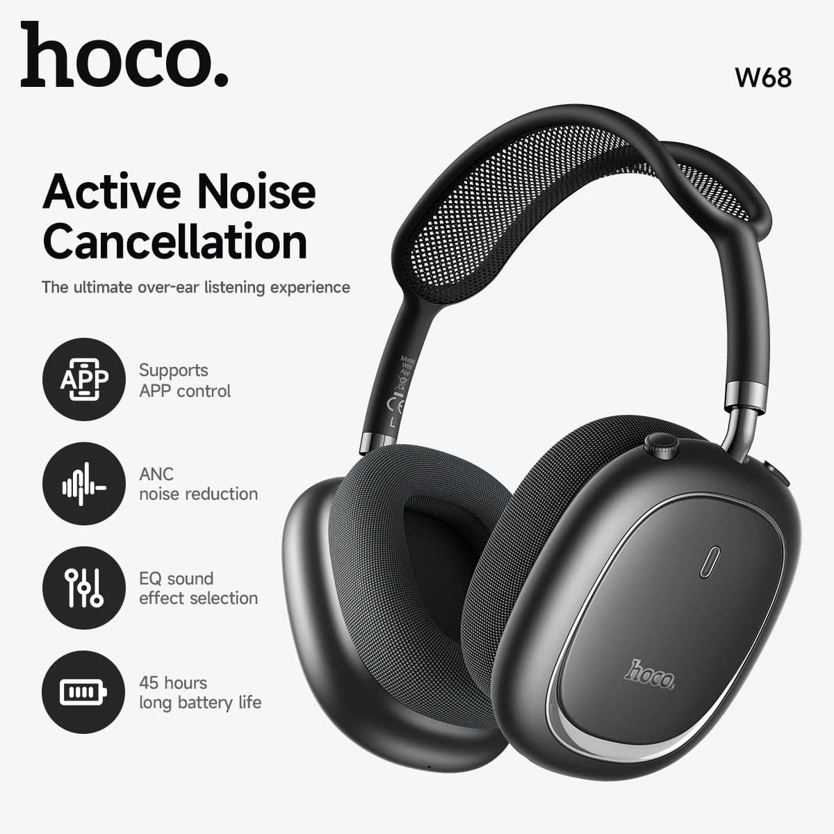 HOCO W68 ANC Noise Canceling Bluetooth Headphones User Manual